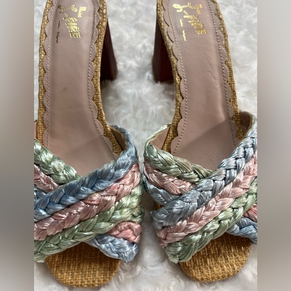 Miss L Fire pastel straw mule heels size 38 (US7) - Picture 2 of 5